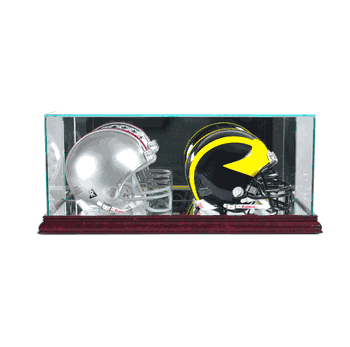 Perfect Cases Double Mini Football Helmet Display Case - Cherry