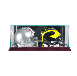 Perfect Cases Double Mini Football Helmet Display Case - Cherry