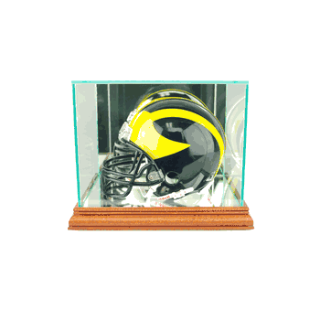 Perfect Cases Mini Football Helmet Display Case - Walnut