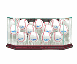 Perfect Cases Octagon 11 Baseball Display Case - Cherry