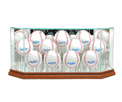 Perfect Cases Octagon 11 Baseball Display Case - Walnut