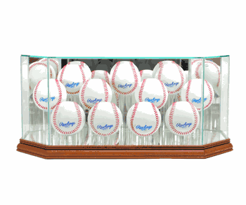 Perfect Cases Octagon 11 Baseball Display Case - Walnut
