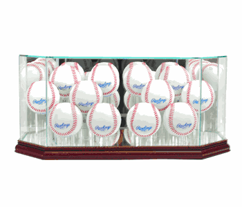 Perfect Cases Octagon 12 Baseball Display Case - Cherry