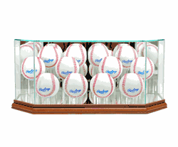 Perfect Cases Octagon 12 Baseball Display Case - Walnut