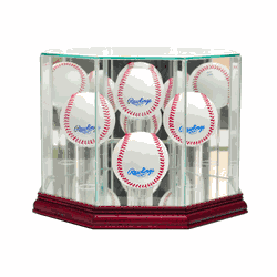 Perfect Cases Octagon 4 Baseball Display Case - Cherry