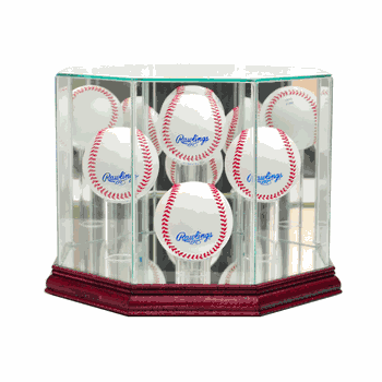Perfect Cases Octagon 4 Baseball Display Case - Cherry