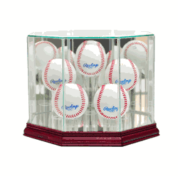 Perfect Cases Octagon 5 Baseball Display Case - Cherry