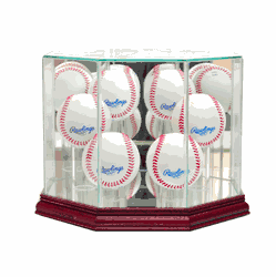 Perfect Cases Octagon 6 Baseball Display Case - Cherry
