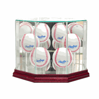 Perfect Cases Octagon 6 Baseball Display Case - Cherry