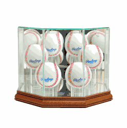 Perfect Cases Octagon 6 Baseball Display Case - Walnut
