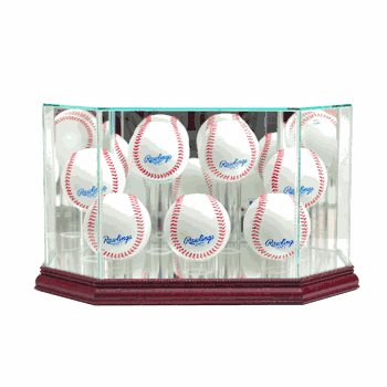 Perfect Cases Octagon 7 Baseball Display Case - Cherry