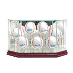 Perfect Cases Octagon 7 Baseball Display Case - Cherry