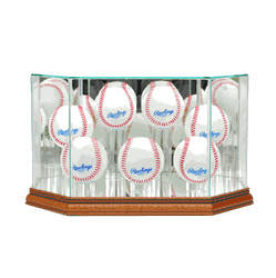 Perfect Cases Octagon 7 Baseball Display Case - Walnut