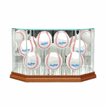 Perfect Cases Octagon 7 Baseball Display Case - Walnut
