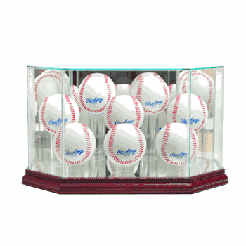 Perfect Cases Octagon 8 Baseball Display Case - Cherry