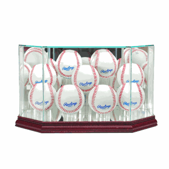 Perfect Cases Octagon 9 Baseball Display Case - Cherry