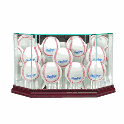 Perfect Cases Octagon 9 Baseball Display Case - Cherry