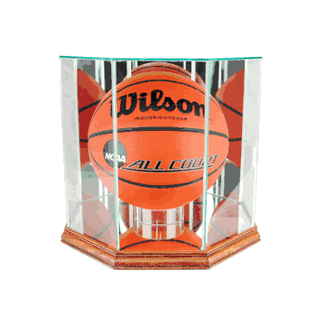 Perfect Cases Octagon Basketball Display Case - Walnut