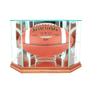 Perfect Cases Octagon Football Display Case - Walnut