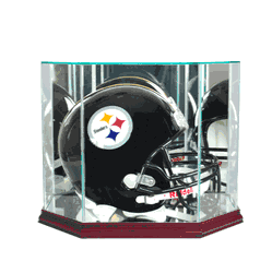 Perfect Cases Octagon Full Size Football Helmet Display Case - Cherry