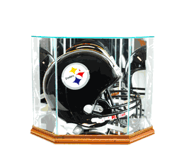 Perfect Cases Octagon Full Size Football Helmet Display Case - Walnut