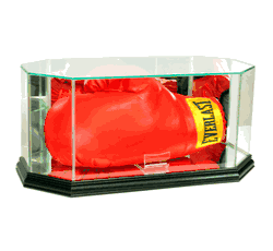 Perfect Cases Octagon Glass Full Size Boxing Glove Display Case - Black
