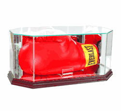 Perfect Cases Octagon Glass Full Size Boxing Glove Display Case - Cherry