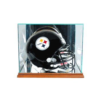 Perfect Cases Rectangle Football Helmet Display Case - Walnut