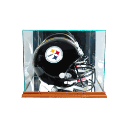 Perfect Cases Rectangle Football Helmet Display Case - Walnut