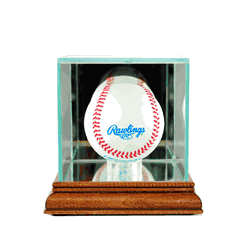 Perfect Cases Single Baseball Display Case - Walnut