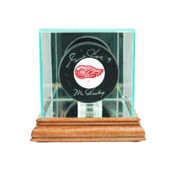 Perfect Cases Single Hockey Puck Display Case - Walnut