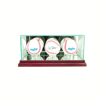 Perfect Cases Triple Baseball Display Case - Cherry