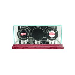 Perfect Cases Triple Hockey Puck Display Case - Cherry