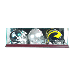 Perfect Cases Triple Mini Football Helmet Display Case - Cherry