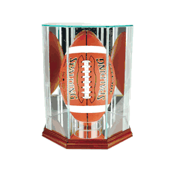 Perfect Cases Upright Octagon Football Display Case - Cherry