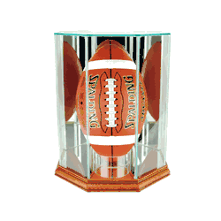 Perfect Cases Upright Octagon Football Display Case - Walnut