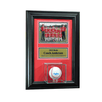 Perfect Cases Wall Mounted Baseball Case with 5x7 and Engraving Plate for Individual Award -