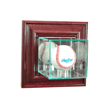 Perfect Cases Wall Mounted Baseball Display Case - Cherry