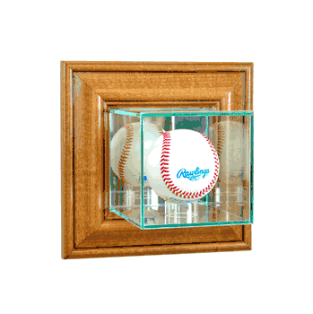 Perfect Cases Wall Mounted Baseball Display Case - Walnut