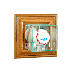 Perfect Cases Wall Mounted Baseball Display Case - Walnut
