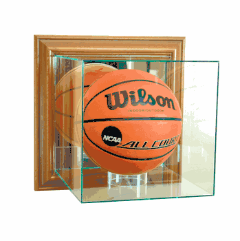 Perfect Cases Wall Mounted Basketball Display Case - Walnut
