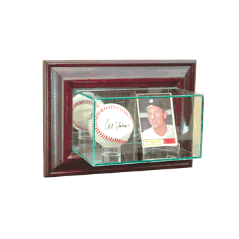 Perfect Cases Wall Mounted Card and Baseball Display Case - Cherry