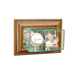 Perfect Cases Wall Mounted Card and Baseball Display Case - Walnut