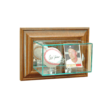 Perfect Cases Wall Mounted Card and Baseball Display Case - Walnut