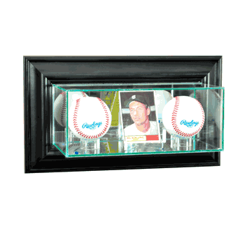 Perfect Cases Wall Mounted Card and Double Baseball Display Case - Black