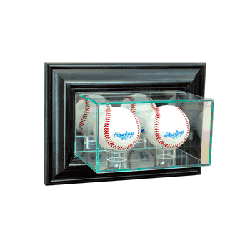 Perfect Cases Wall Mounted Double Baseball Display Case - Black
