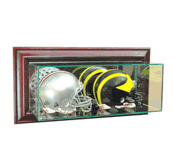 Perfect Cases Wall Mounted Double Mini Helmet Display Case - Cherry