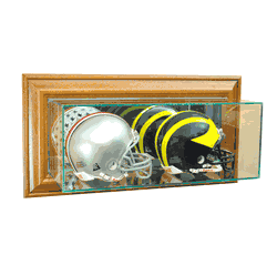 Perfect Cases Wall Mounted Double Mini Helmet Display Case - Walnut