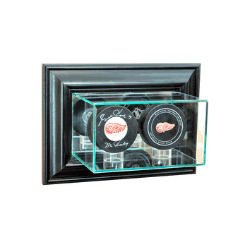 Perfect Cases Wall Mounted Double Puck Display Case - Black