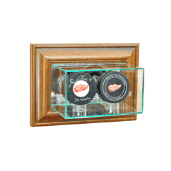 Perfect Cases Wall Mounted Double Puck Display Case - Walnut